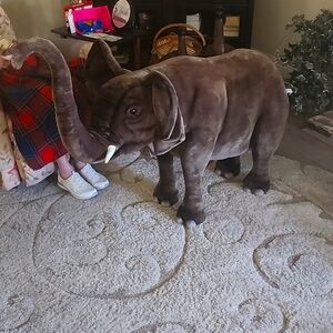 HANSA Extra Large Ride On Plush Elephant 28" Tall 46" Long /EUC - Rare!